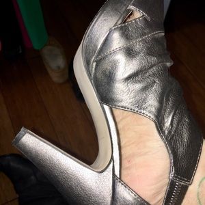 Madden Girl Silvery Gray Open-Toed Bootie - 8.5